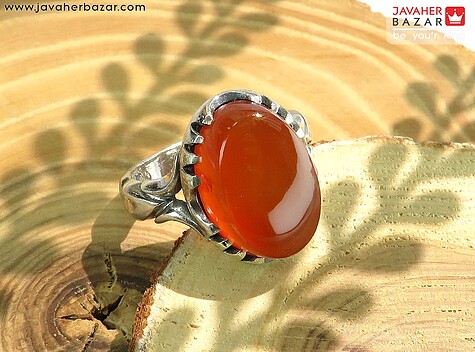 انگشتر نقره عقیق یمنی قرمز شیک مردانه [شرف الشمس] - 63965